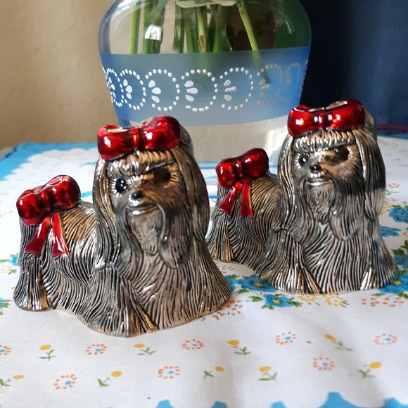 Silver plate Yorkie Salt & Pepper Shakers - Picture 3 of 10